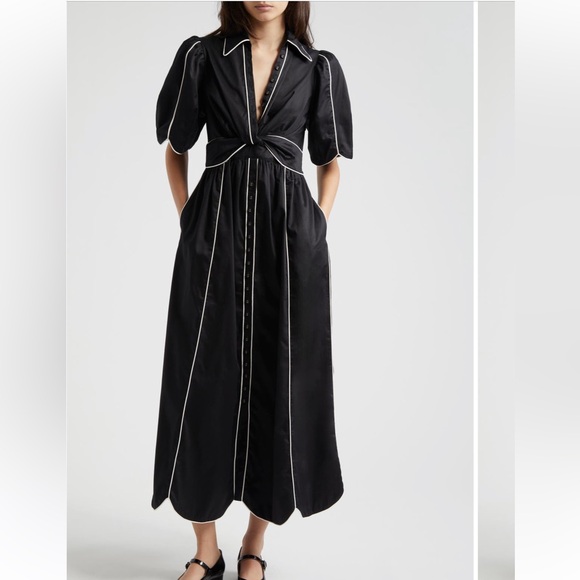 NWT Farm Rio Black and White Tie Front Shirt Dress - Picture 4 of 5